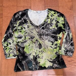 Alberto Makali beaded floral knit top